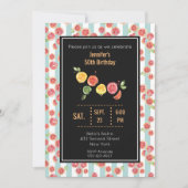 Pamplemousse rose sur Green Stripes Invitation (Devant)