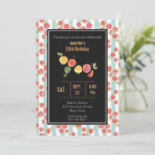 Pamplemousse rose sur Green Stripes Invitation (Debout devant)