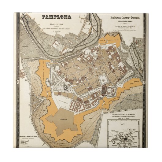 Pamplona Spanje 1882 Tegeltje (Voorkant)