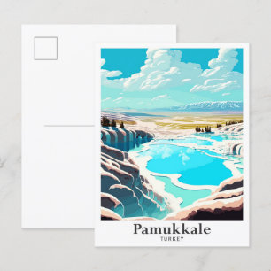 Pamukkale Turkije Kunst Vintage Reizen Illustratie Briefkaart