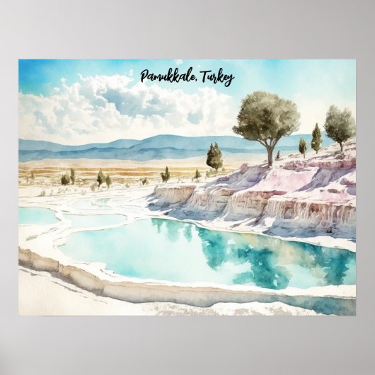 Pamukkale Turkije Reislandschap Poster (Voorkant)