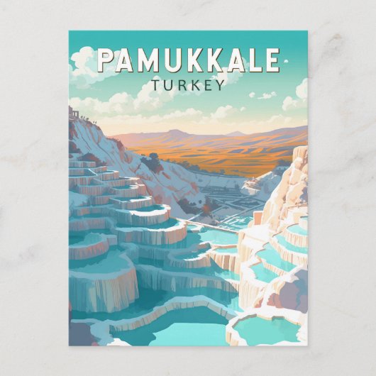 Pamukkale Turkije Reizen Kunst Vintage Briefkaart (Voorkant)