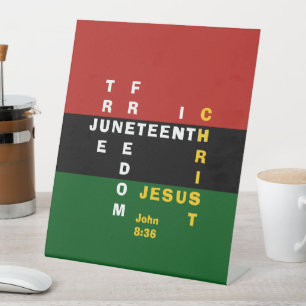 Pan African Christelijk JUNETEENTH Reclamebord Met Voetstuk