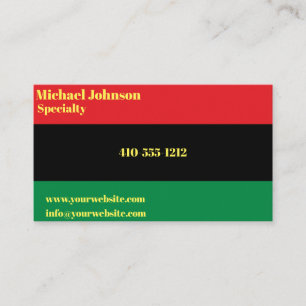 Pan African Flag, Happy Kwanzaa Africa Design Visitekaartje