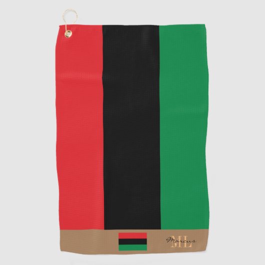 Pan African flag & Unia flag monogramma/symbol Golfhanddoek (Voorkant)