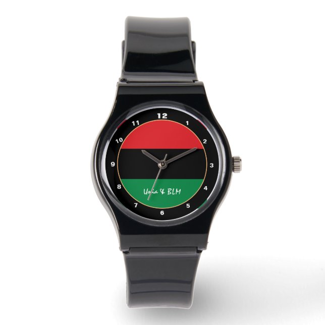 Pan African, Unia Flag Symbol trendy mode watch Horloge (Voorkant)