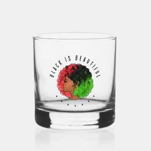 Pan Afrikaans zwart meisje vrouw rood groen pride Whisky Glas