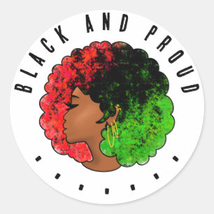 Pan-Afrikaans zwart meisje vrouw rood groen trots Ronde Sticker