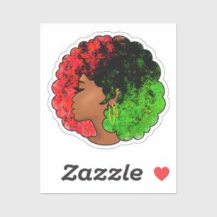 Pan-Afrikaans zwart meisje vrouw rood groen trots Sticker
