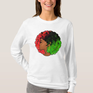 Pan-Afrikaans zwart meisje vrouw rood groen trots T-shirt