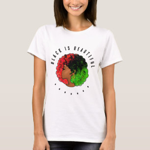 Pan-Afrikaans zwart meisje vrouw rood groen trots  T-shirt