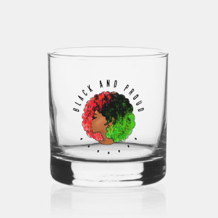 Pan-Afrikaans zwart meisje vrouw rood groen trots Whisky Glas