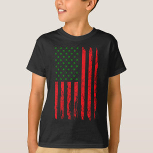 Pan-Afrikaanse Amerikaanse Vlag Afro Roots Zwarte T-shirt