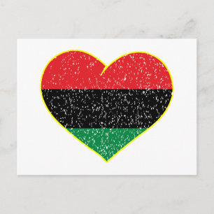 Pan-Afrikaanse vlag hart Afro-Amerikaanse Zwarte g Briefkaart