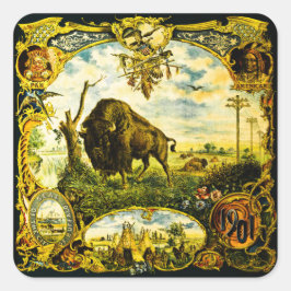Pan Am Expo met Bison en Indiaanse motifs Vierkante Sticker