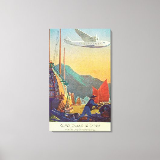 Pan-American Clipper Flying Over China Canvas Afdruk (Voorkant)