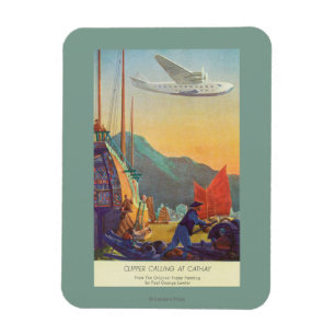 Pan-American Clipper Flying Over China Magneet