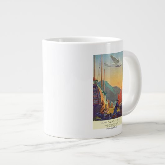 Pan-Amerikaanse Clipper die over China vliegt Extra Grote Mok (Voorkant rechts)