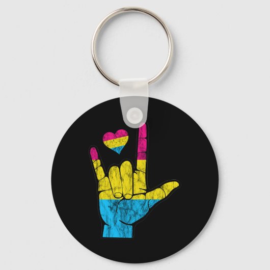 Pan ASL Pride Pansexual Hearing Loss Deaf Awarenes Sleutelhanger (Voorkant)