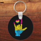 Pan ASL Pride Pansexual Hearing Loss Deaf Awarenes Sleutelhanger (Achterkant)