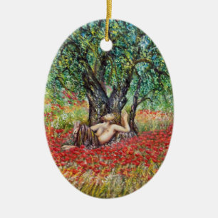 PAN-, OLIJFOLIE- EN POPPERVELS KERAMISCH ORNAMENT