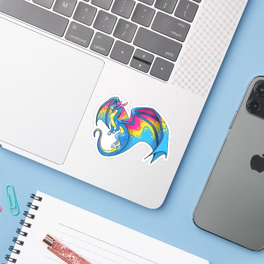 Pan Pride Dragon Sticker (Laptop met iPhone)