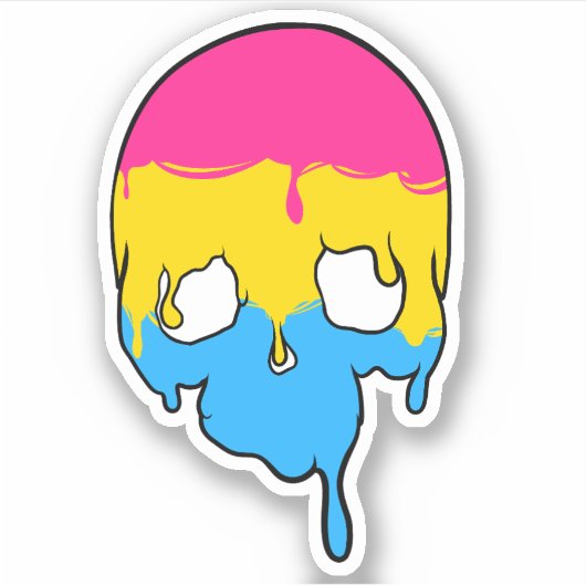 Pan Pride Dripping Skull Sticker (Voorkant)