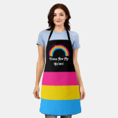 Pan pride vlag en regenboog met aangepaste tekstap schort (Gedragen)