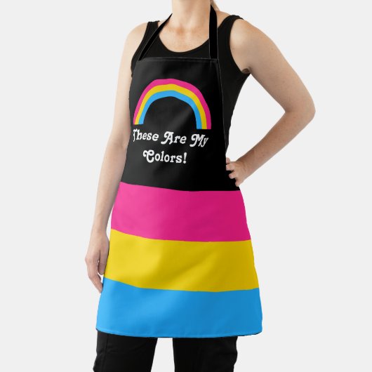 Pan pride vlag en regenboog met aangepaste tekstap schort (Insitu)