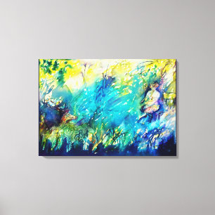 PAN SPEELT VLOOT EN DEER IN GROENE WOODLAND CANVAS AFDRUK