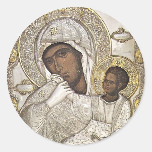 Panagia Paramythia Orthodox Christelijk Icoon Ronde Sticker (Voorkant)