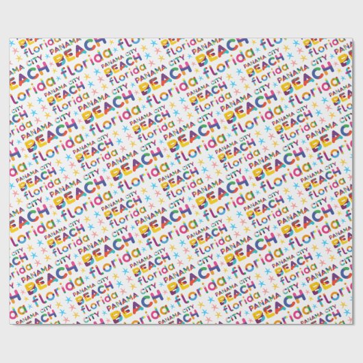 Panama City Beach, Florida. Kleurig tekstpatroon Cadeaupapier (Vlak)