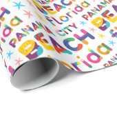 Panama City Beach, Florida. Kleurig tekstpatroon Cadeaupapier (Rol Hoek)