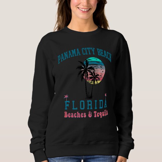 Panama City Beach Florida Retro  Palm Trees Trui (Voorkant)