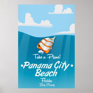 Panama City Beach Florida vintage reisposter. Poster