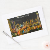 Panama City by Night Waterverf skyline schilderij Rechthoekige Sticker (Envelop)
