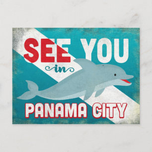 Panama City Dolphin - Retro Vintage Travel Briefkaart