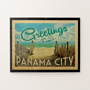 Panama City Jigzaag Puzzle Beach Vintage Travel Legpuzzel