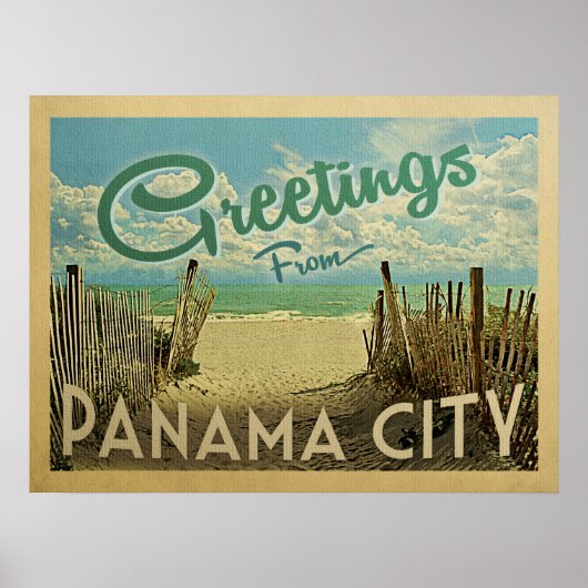 Panama City Poster Beach Vintage Travel (Voorkant)