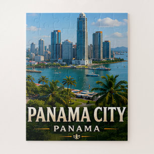 Panama City Silhouette en Kanaal Wonder Legpuzzel