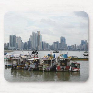 Panama City Skyline met Vissende vaten Muismat