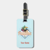 Panama City Toucan Retro Palm Trees Bagagelabel (Voorkant verticaal)