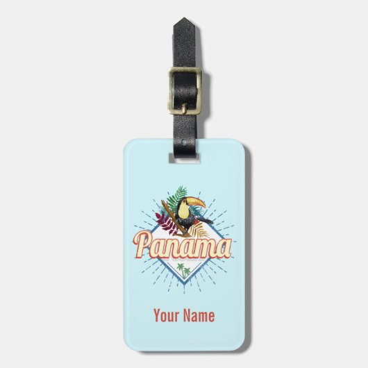 Panama City Toucan Retro Palm Trees  Bagagelabel (Voorkant verticaal)