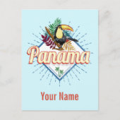 Panama City Toucan Retro Palm Trees Feestdagenkaart (Voorkant)