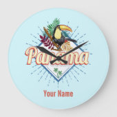 Panama City Toucan Retro Palm Trees  Grote Klok (Voorkant)
