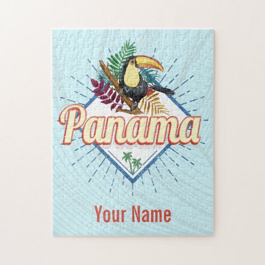 Panama City Toucan Retro Palm Trees  Legpuzzel (Verticaal)