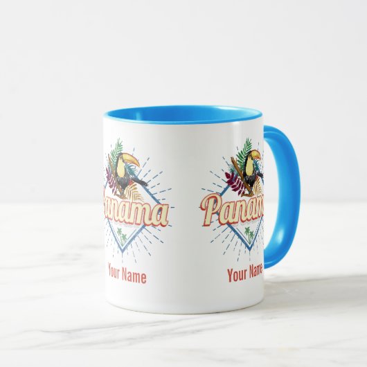 Panama City Toucan Retro Palm Trees  Mok (Voorkant rechts)