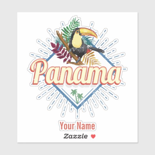 Panama City Toucan Retro Palm Trees  Sticker (Vel)