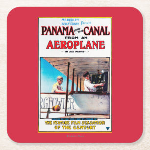 Panama en Canal Airplane Movie Promo Poste Vierkante Kartonnen Onderzetter