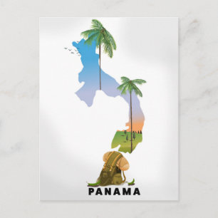 Panama kaart geïllustreerde reisposter print.